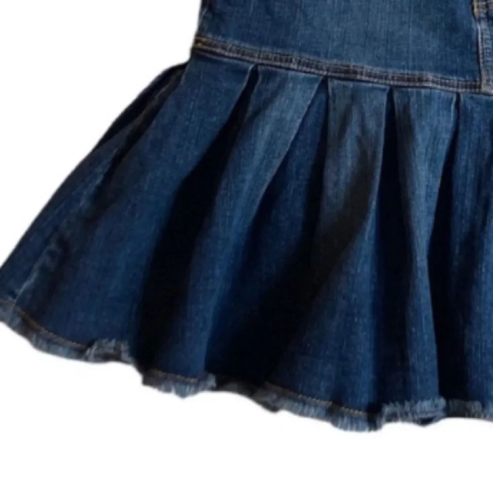 Tommy Hilfiger Denim Dark Wash Skirt Ruffle Unfinished Hem Distressed Large 13